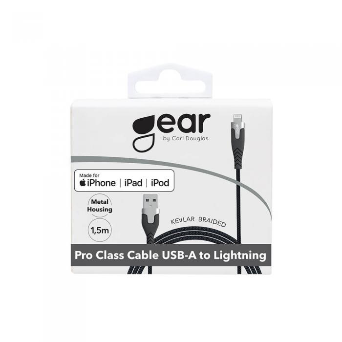GEAR - GEAR Laddkabel PRO USB-A till Lightning C89 1.5m Svart