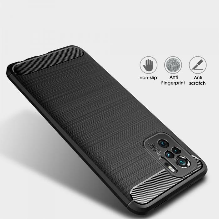 UTGATT5 - TPU Carbon Mobilskal Xiaomi Redmi Note 10 - Svart