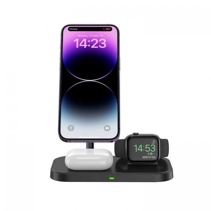 Tech-Protect - [3in1] Tech-Protect Magsafe Trdls laddare iPhone/Apple Watch/AirPods - Svart