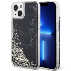 Guess - Guess iPhone 14 Mobilskal Liquid Glitter Marble - Svart