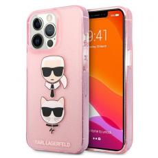 KARL LAGERFELD - Karl Lagerfeld Glitter Karl`s & Choupette Skal iPhone 13 / 13 Pro - Rosa