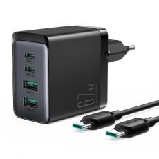 Joyroom - Joyroom Väggladdare 67W 2xUSB-C till 2xUSB-A till USB-C Kabel - Svart