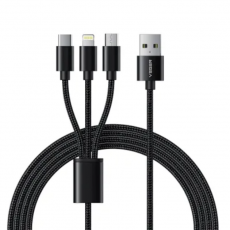A-One Brand - Veger USB Till Type-C/Lightning Kabel (1.2m) 3in1 - Svart