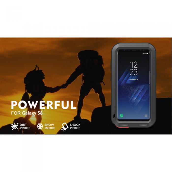 UTGATT5 - LoveMei Extreme Glas Hybrid Skal till Galaxy S8 Plus - Silver