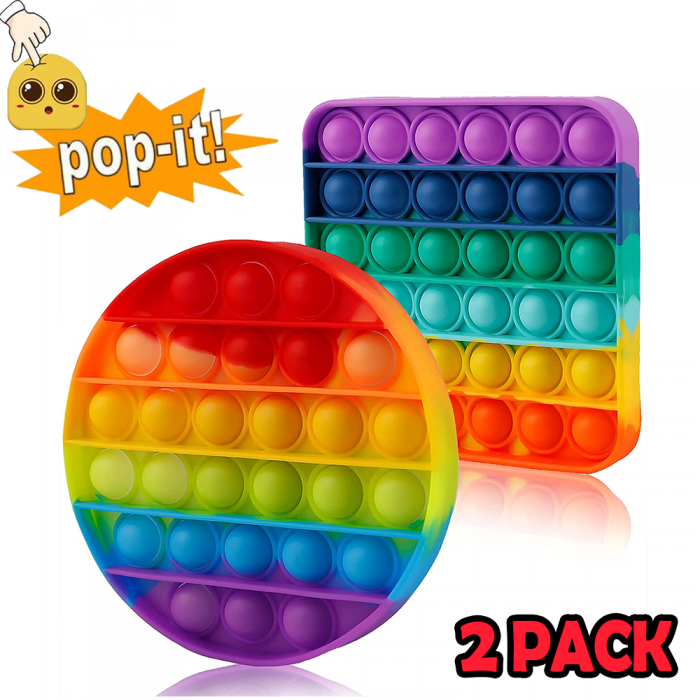 UTGATT5 - 2-Pack Pop it Fidget Toy - Flera Frger & Modeller - Rainbow