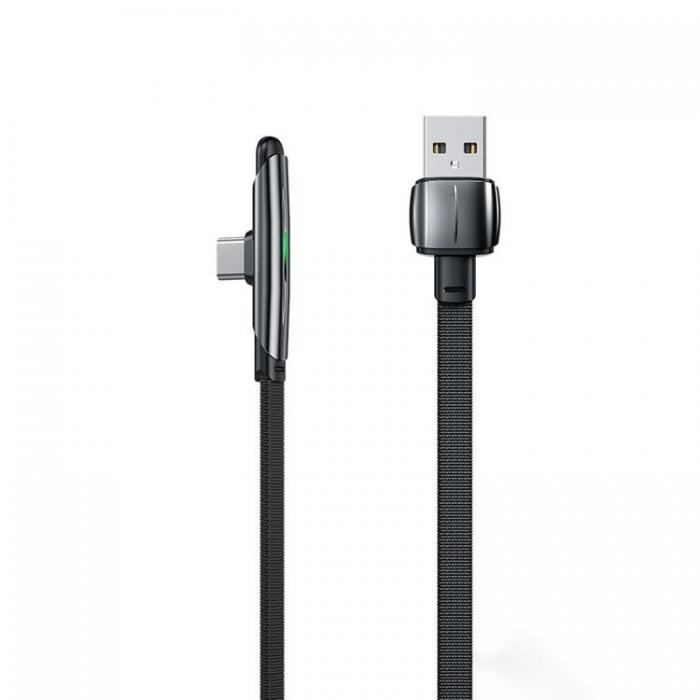 UTGATT5 - WK Design Gaming Series Flat Angled Kabel med Side USB , USB-C - Svart
