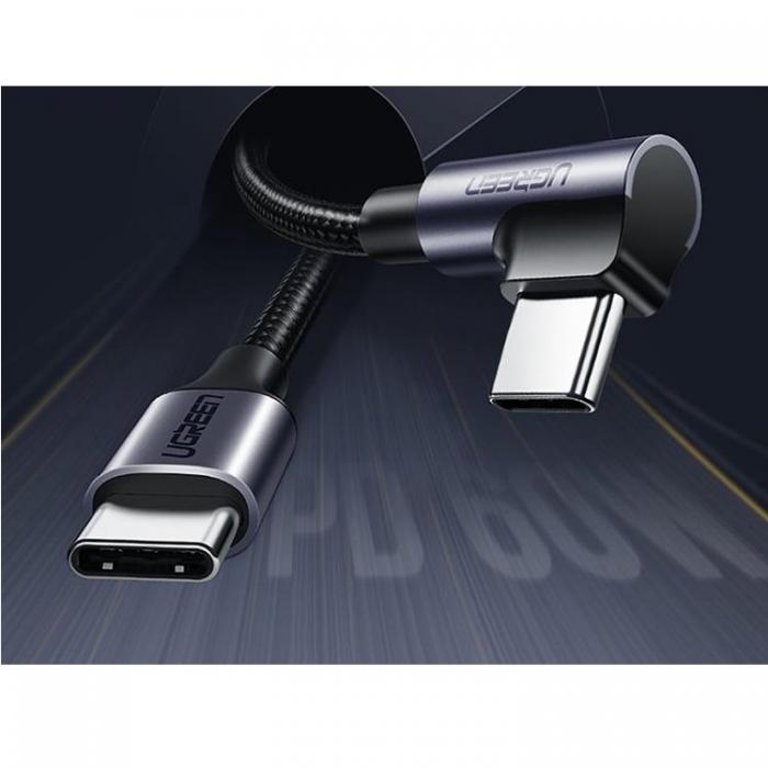 Ugreen - Ugreen Angle USB-C till USB-C Kabel 60 W 2 m - Svart/Gr