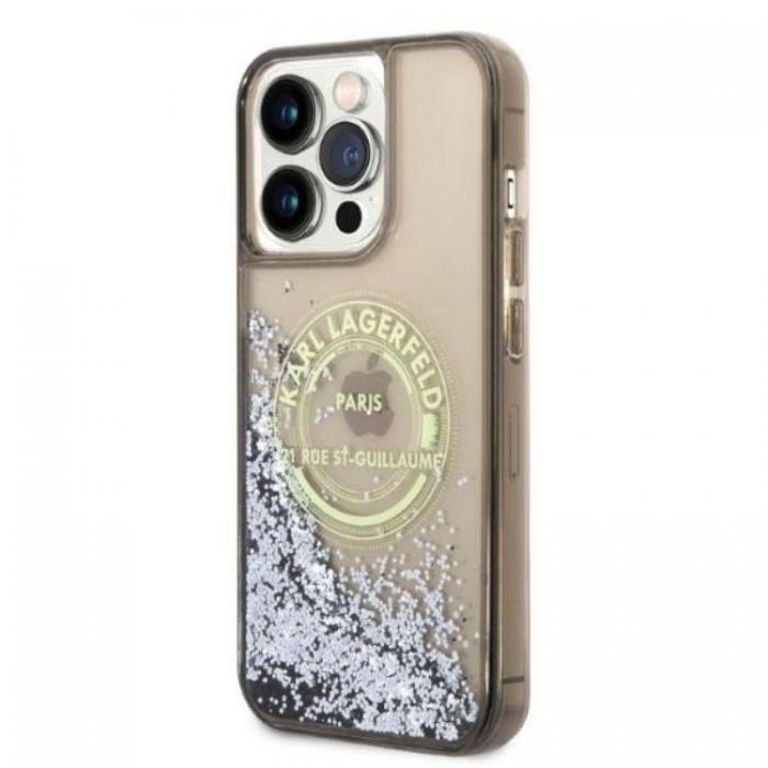 KARL LAGERFELD - Karl Lagerfeld iPhone 14 Pro Max Skal Liquid Glitter RSG - Svart