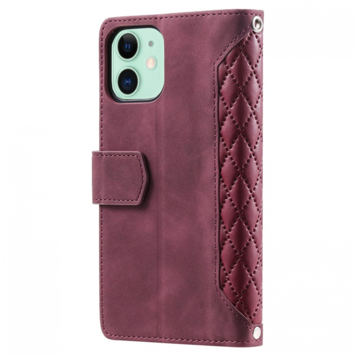 A-One Brand - iPhone 11 Plnboksfodral Quilted - Rd