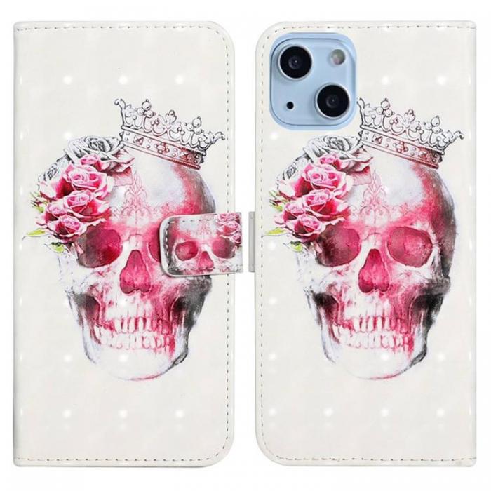 A-One Brand - iPhone 14 Plus Plnboksfodral Folio Flip - Crown Skull