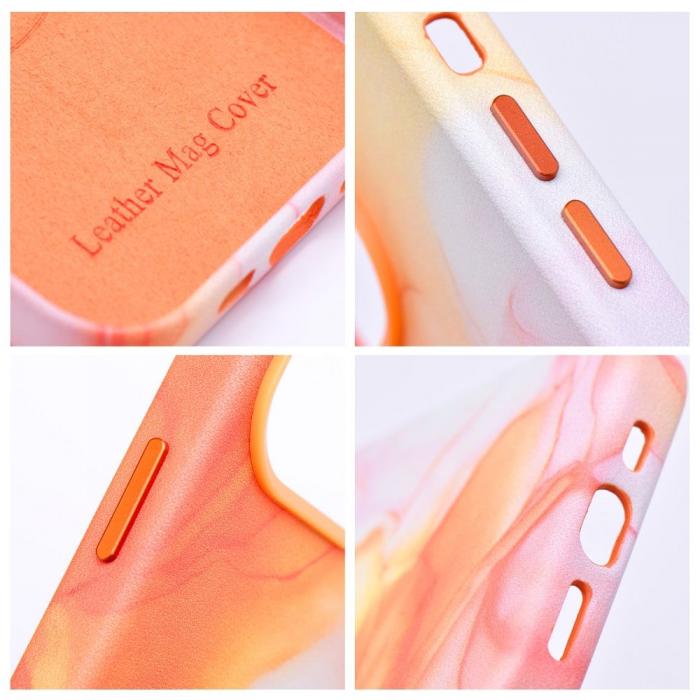OEM - Leather Magsafe Skal fr iPhone 11 PRO med orange splash-mnster