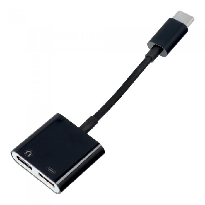 UTGATT1 - Adaptor HF/audio + charging USB-C to USB-C Svart BULK