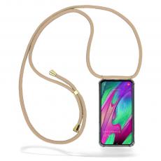 CoveredGear-Necklace - Boom Galaxy A40 mobilhalsband skal - Beige Cord