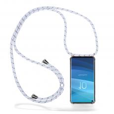 CoveredGear-Necklace - Boom Galaxy S10 mobilhalsband skal - White Stripes Cord