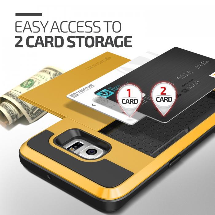 UTGATT5 - Verus Damda Slide Card Slot Skal till Samsung Galaxy S6 Edge Plus - Gul