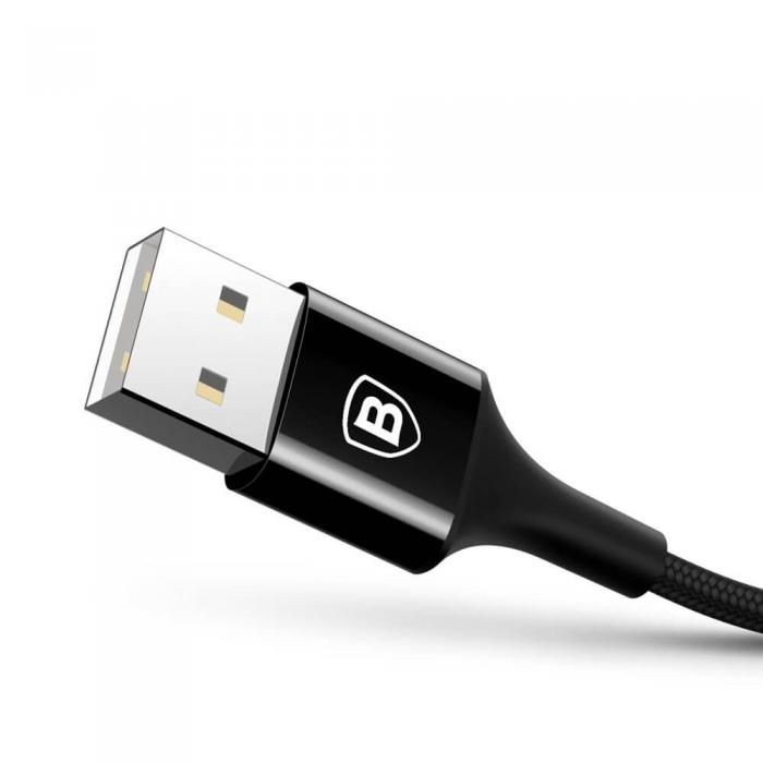 UTGATT5 - Baseus Elegant USB/lightning nylonfltad Kabel 2A 1M Svart