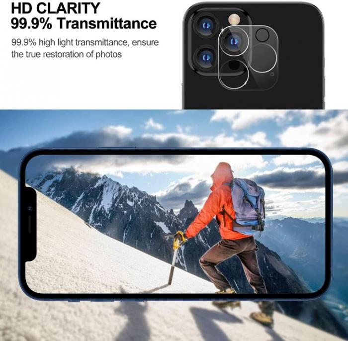 A-One Brand - [2-Pack] Kameralinsskydd i Hrdat Glas iPhone 12 Pro Max - Clear