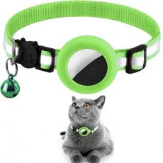 A-One Brand - Airtag Skal Silikon Cat Collar med Breakaway Bell - Grön