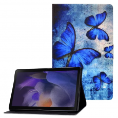 Taltech - Galaxy Tab A8 10.5 2021 Plånboksfodral - Blå Fjärilar