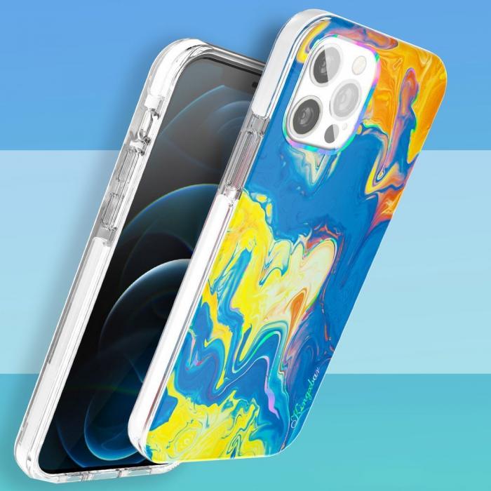 Kingxbar - Kingxbar Watercolor skal iPhone 12 Pro Max - Gul / Bl