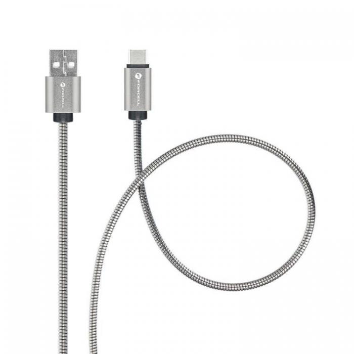 Forcell - Forcell USB-A till USB-C Kabel C234 1m - Silver