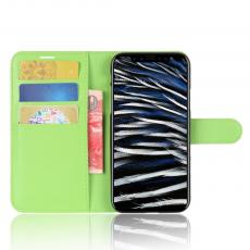A-One Brand - Litchi Plånboksfodral till iPhone XS / X - Grön