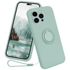 A-One Brand - iPhone 15 Pro Mobilskal Ringhållare Liquid Silikon - Cyan