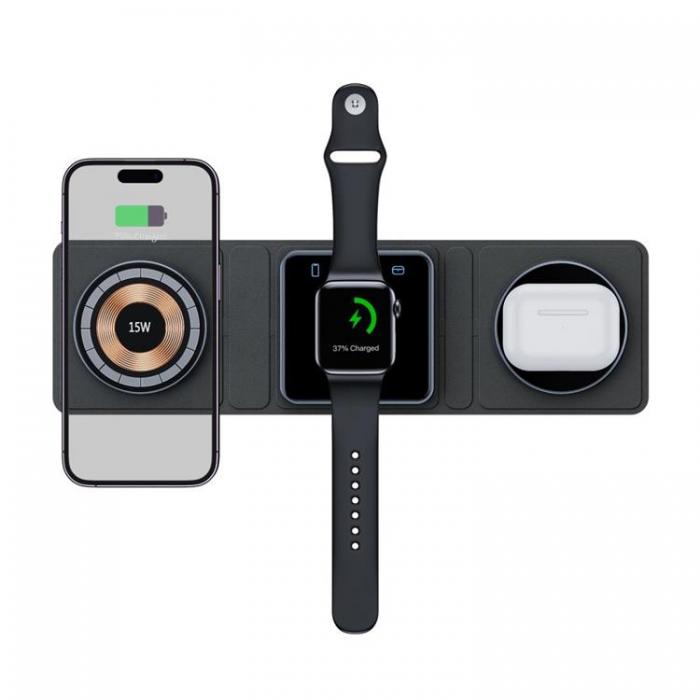 Tech-Protect - Tech-Protect 3in1 Magsafe Trdls Laddare iPhone/Apple Watch/AirPods - Svart