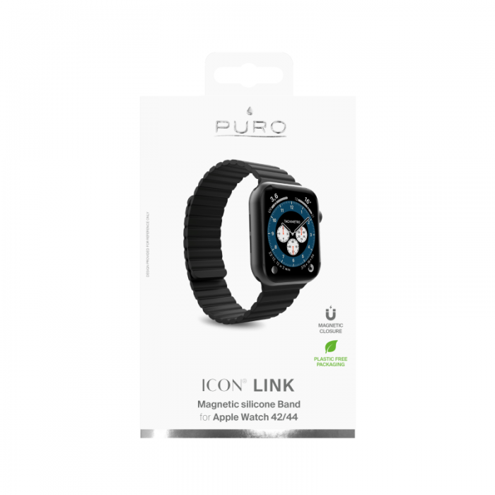 UTGATT1 - Puro Icon Link Armband Apple Watch 42/44 Mm - Svart