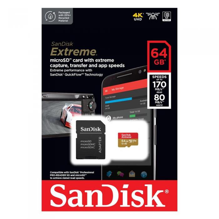 OEM - SanDisk 64GB microSD UHS-I minneskort SDSQXAH-GN6MA