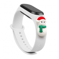 A-One Brand - Xiaomi Mi Band 3/4 Silikon Strap Xmas Snowman 1- Vit