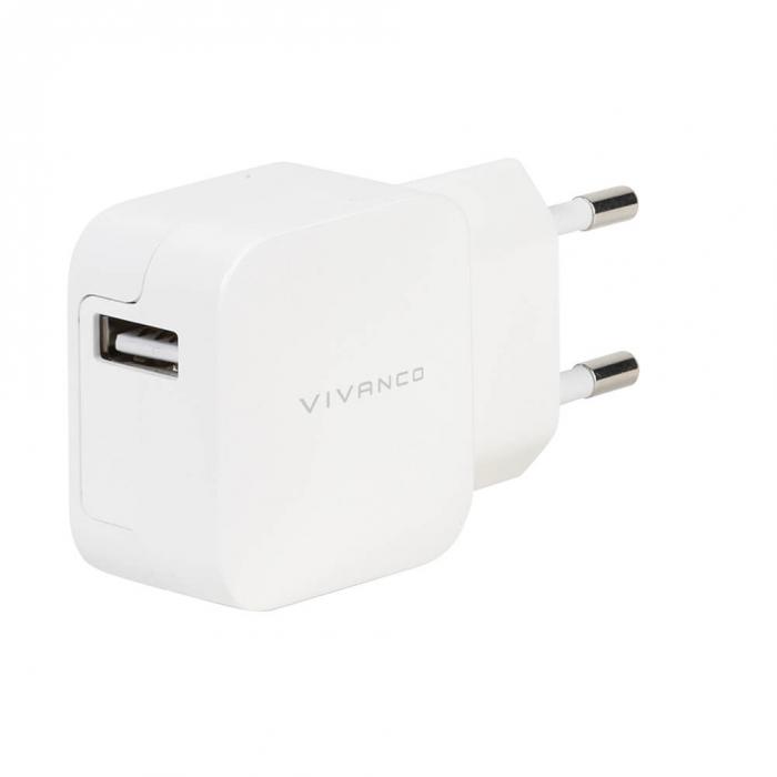 UTGATT1 - Vivanco USB Hem/Reseladdare 1xUSB 2.4A - Vit