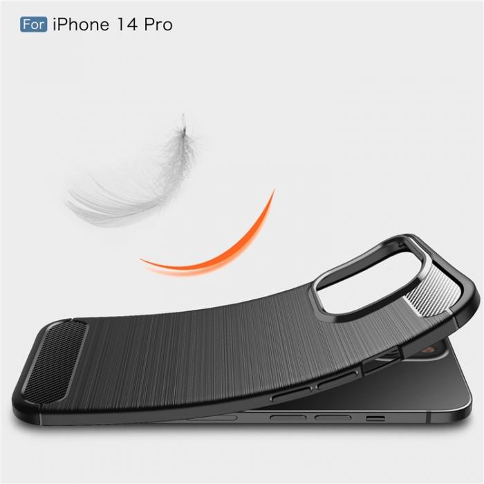 A-One Brand - iPhone 14 Pro Max Skal Carbon Fiber Texture TPU - Svart