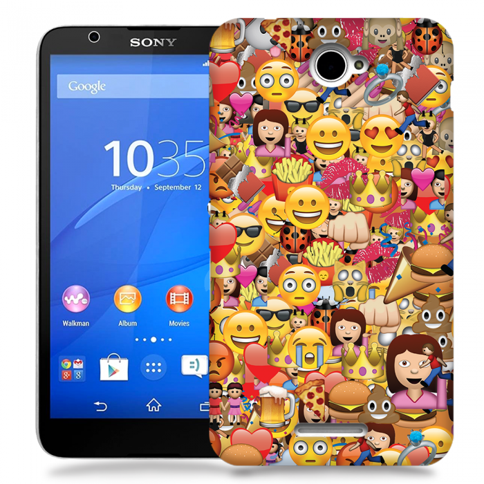 UTGATT5 - Skal till Sony Xperia E4 - Emoji - Kollage