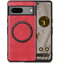 A-One Brand - Google Pixel 7A Mobilskal Magsafe Läder - Röd