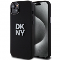 DKNY - DKNY iPhone 15/14 Plus Mobilskal Liquid Silikon Metal Logo - Svart