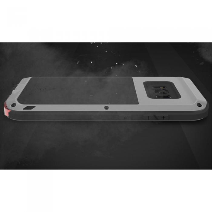 UTGATT5 - LoveMei Extreme Glas Hybrid Skal till Galaxy S8 Plus - Silver