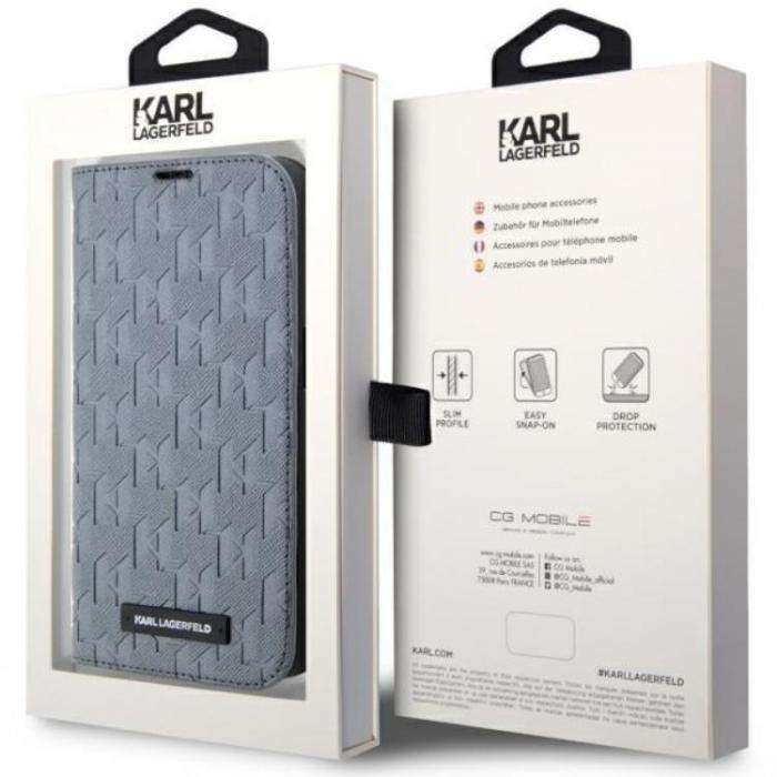 KARL LAGERFELD - KarlLagerfeld iPhone 14 Pro Max Plnboksfodral Monogram Silver