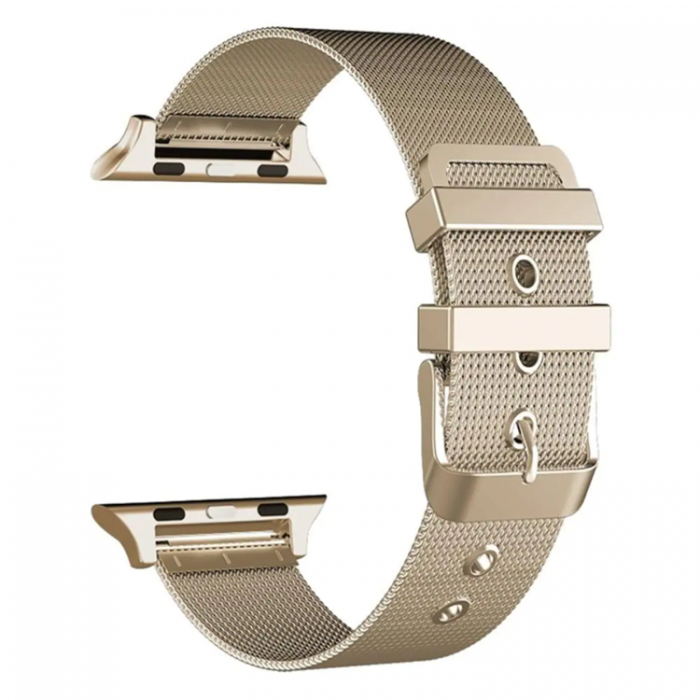 A-One Brand - Armband kompatibelt med Apple Watch 2/3/4/5/6/7/SE (38/40/41mm) - Guld