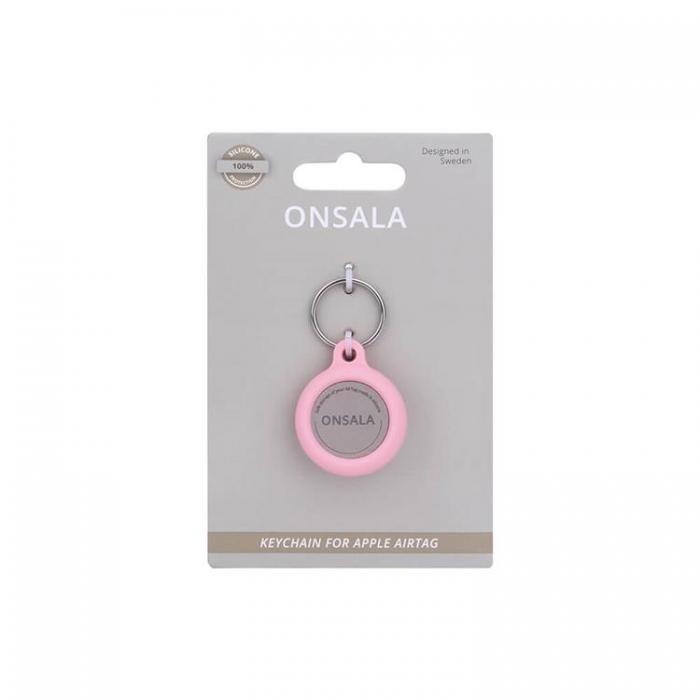 Onsala - Onsala Airtag Hllare Silikon Med Nyckelring - Rosa