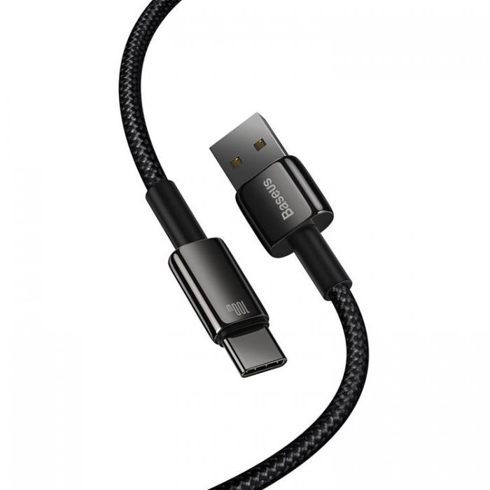 BASEUS - Baseus Tungsten USB-A till USB-C Kabel 100W 2m - Svart