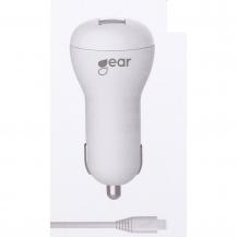 GEAR - GEAR Laddare 12-24V 1xUSB 1A Lightning Kabel Rund 1m MFI - Vit
