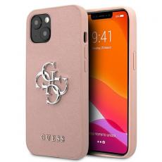 Guess - Guess Saffiano 4G Metal Logo Skal iPhone 13 mini - Rosa