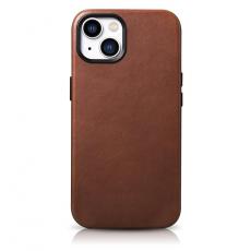 ICARER - iCarer iPhone 14 Plus Skal Magsafe Äkta Läder Oil Wax - Rödbrun
