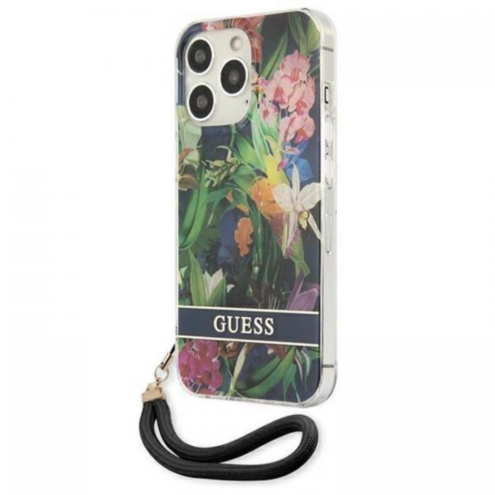 Guess - Guess iPhone 13 Pro Skal Flower Strap - Bl