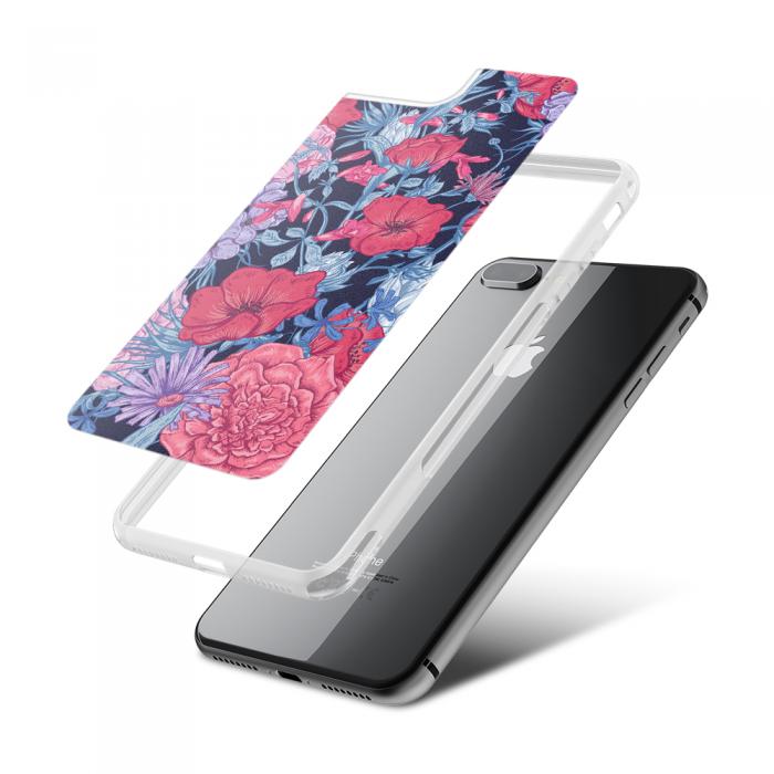 UTGATT5 - Fashion mobilskal till Apple iPhone 8 Plus - Blommor - Svart