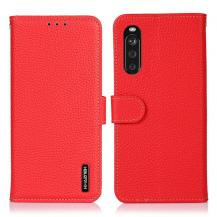 KHAZNEH - KHAZNEH - Äkta läder Plånboksfodral Sony Xperia 10 III - Röd