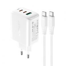 Acefast - Acefast 2in1 Väggladdare 2x USB-C Till USB 65W Kabel - Vit