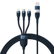 BASEUS - Baseus 3in1 USB till microUSB Typ-C Lightning Kabel 100 W 1.2 m - Blå