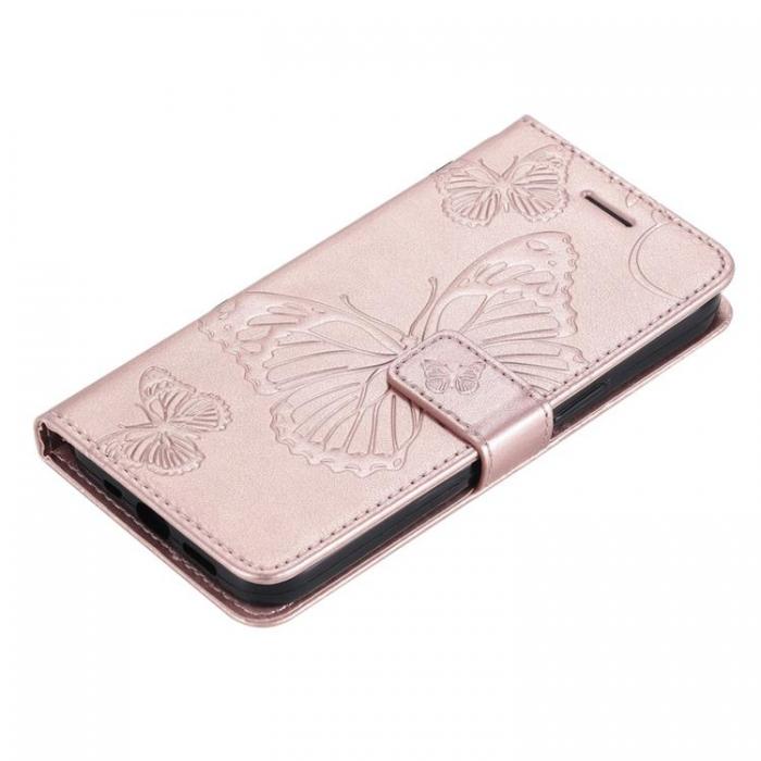 A-One Brand - Butterfly Imprinted Fodral Galaxy S22 - Rosa Guld